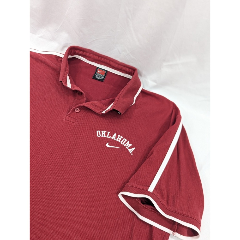 VTG Nike Team‎ Oklahoma Sooners OU Polo Mens 2XL Red Embroidered
